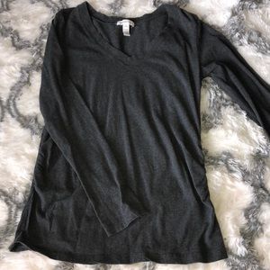 Gray Longsleeve Maternity V-Neck